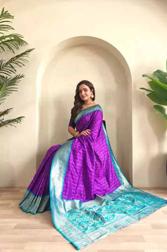 Purple art silk  woven saree