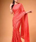 Satin silk  printed saree for festive wear