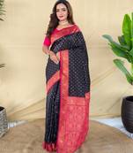 Black art silk  woven saree