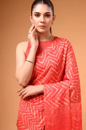 Satin silk  printed saree for festive wear