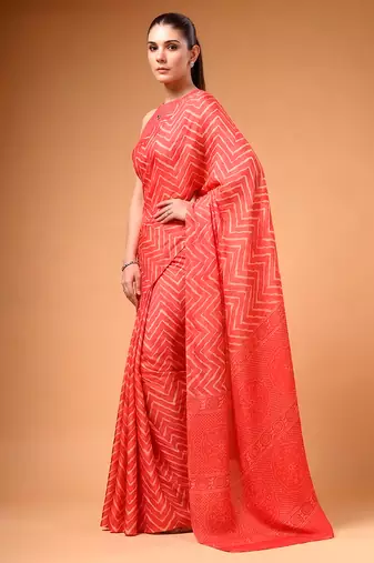 Satin silk  printed saree for festive wear
