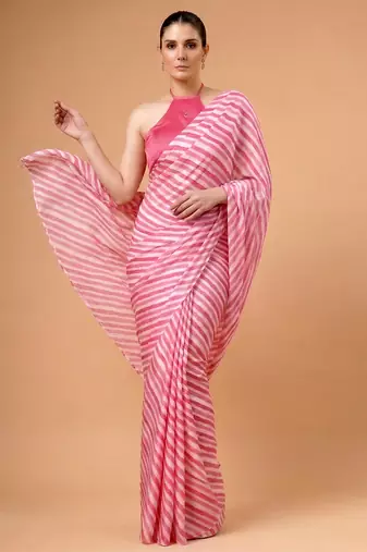 Satin silk  printed saree for festive wear