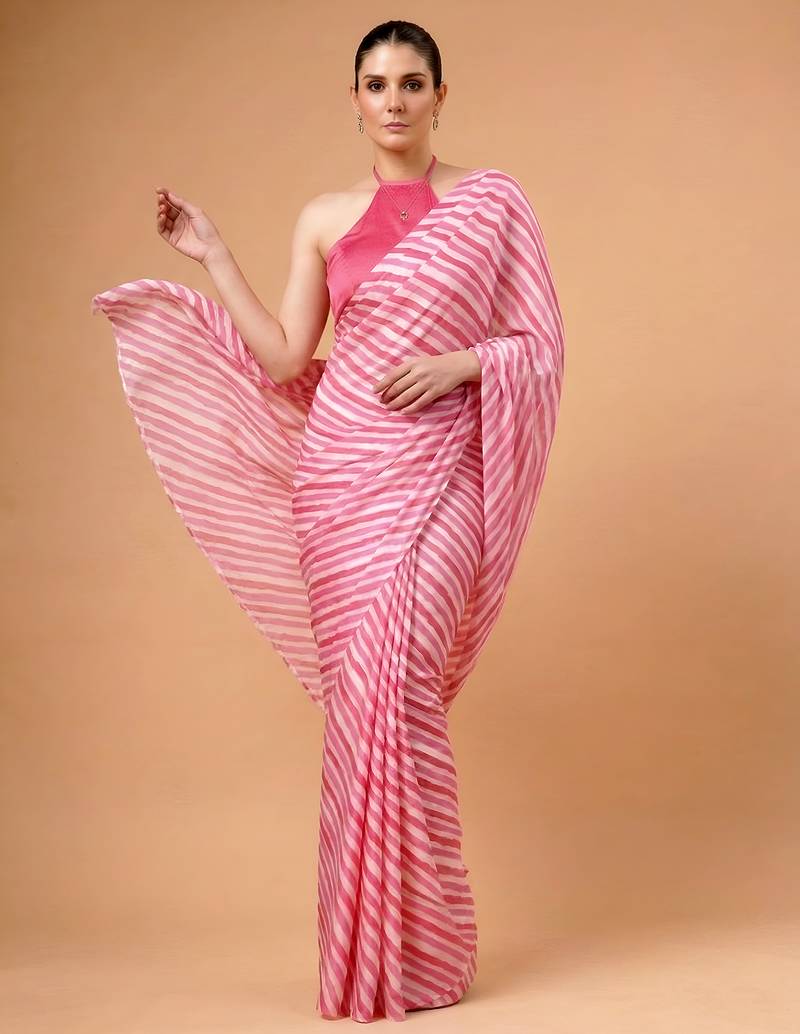Satin silk  printed saree for festive wear