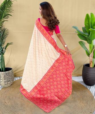 Cream art silk  woven saree 3