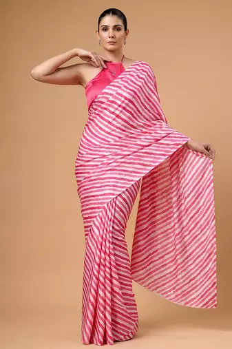Satin silk  printed saree for festive wear