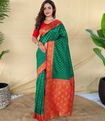 Green art silk  woven saree