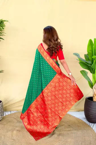 Green art silk  woven saree