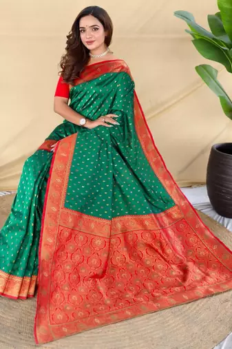 Green art silk  woven saree