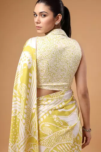 Satin silk  printed saree for festive wear