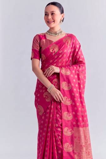 Traditional roop silk saree with detailed zari embroidery