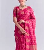 Traditional roop silk saree with detailed zari embroidery