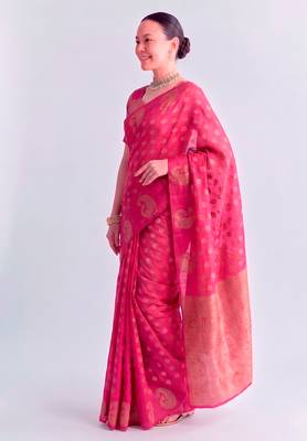 Traditional roop silk saree with detailed zari embroidery 2