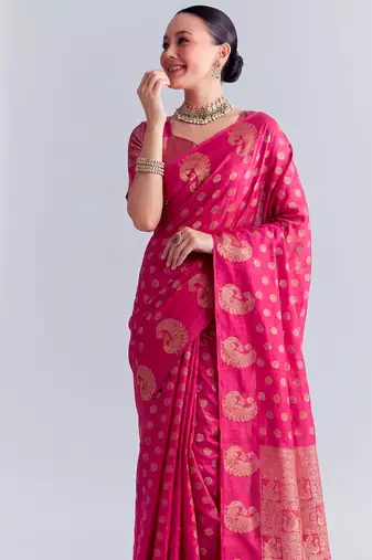 Traditional roop silk saree with detailed zari embroidery