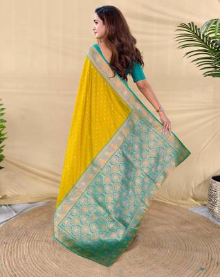 Lemon art silk  woven saree 3