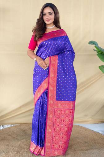 Magenta art silk  woven saree
