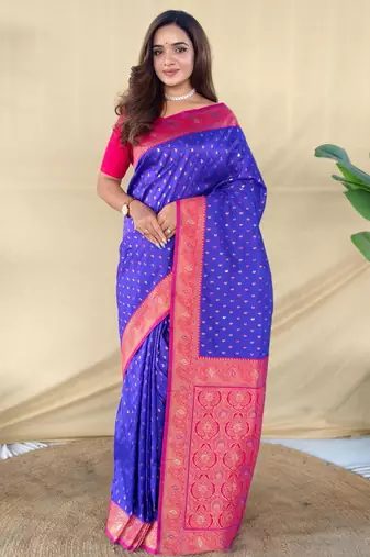 Magenta art silk  woven saree