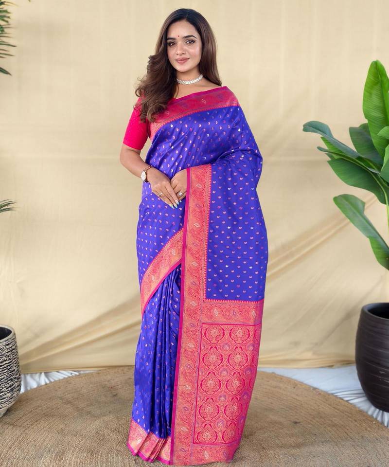 Magenta art silk  woven saree