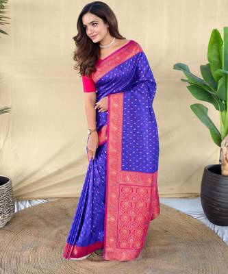 Magenta art silk  woven saree 2