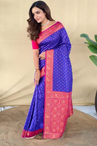 Magenta art silk  woven saree