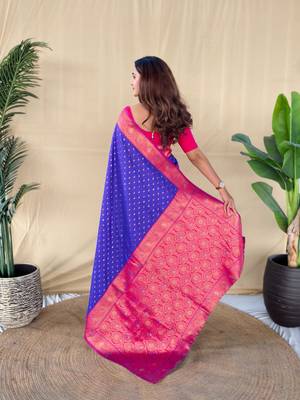 Magenta art silk  woven saree 3