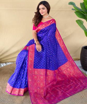 Magenta art silk  woven saree 4