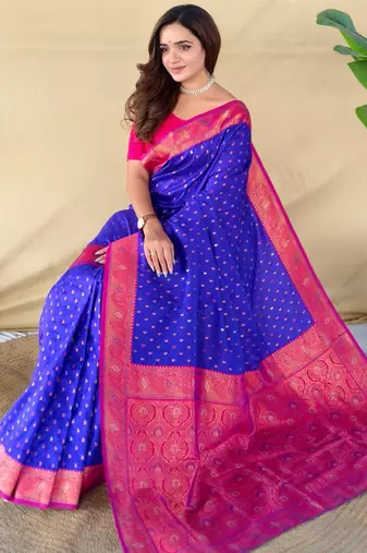 Magenta art silk  woven saree