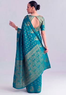 Traditional roop silk saree with detailed zari embroidery 3