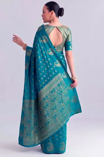 Traditional roop silk saree with detailed zari embroidery