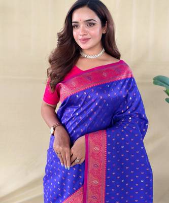Magenta art silk  woven saree 5