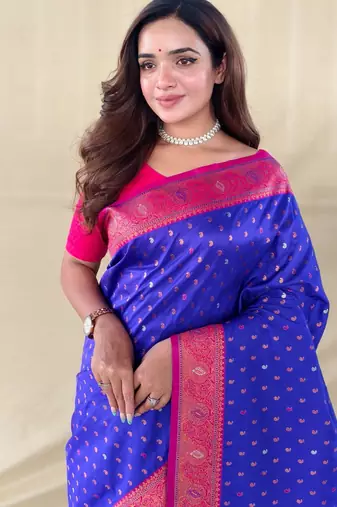 Magenta art silk  woven saree