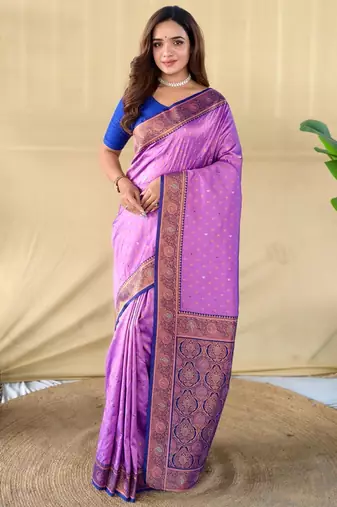 Onion pink art silk  woven saree