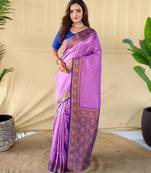 Onion pink art silk  woven saree