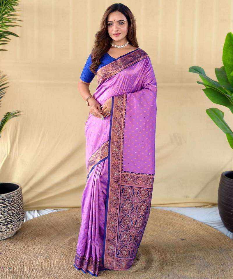 Onion pink art silk  woven saree