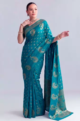 Traditional roop silk saree with detailed zari embroidery