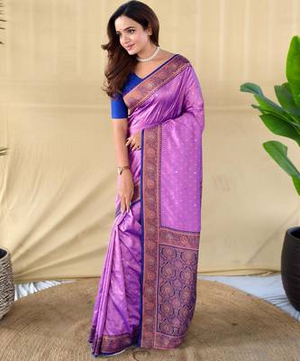 Onion pink art silk  woven saree 2