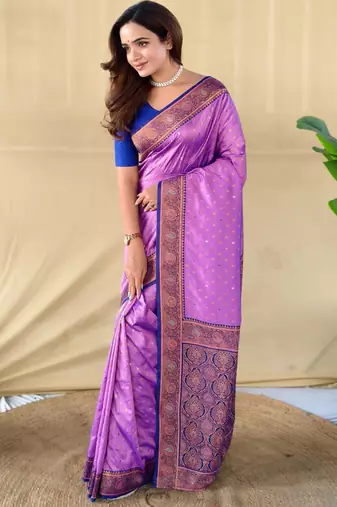 Onion pink art silk  woven saree