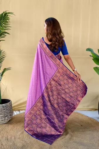 Onion pink art silk  woven saree