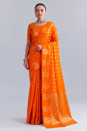 Traditional roop silk saree with detailed zari embroidery
