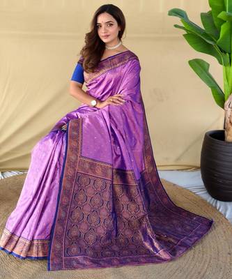 Onion pink art silk  woven saree 4