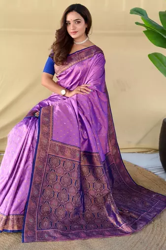 Onion pink art silk  woven saree