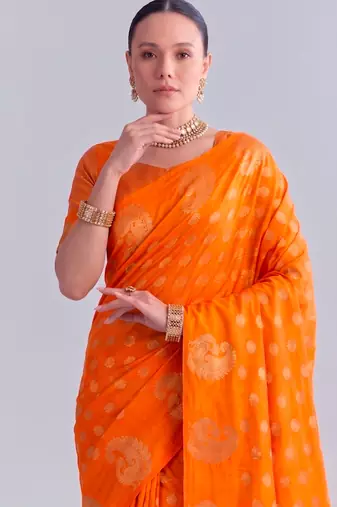 Traditional roop silk saree with detailed zari embroidery