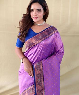 Onion pink art silk  woven saree 5