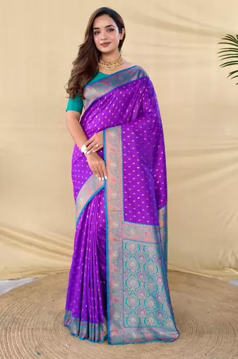 Purple art silk  woven saree
