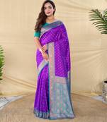 Purple art silk  woven saree