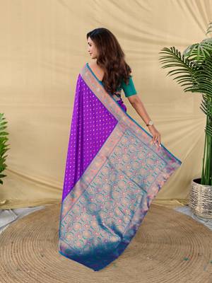 Purple art silk  woven saree 3
