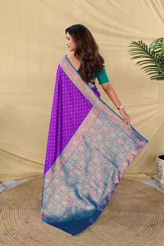 Purple art silk  woven saree