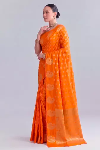 Traditional roop silk saree with detailed zari embroidery