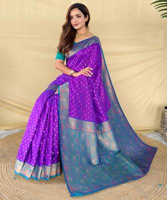 Purple art silk  woven saree 4
