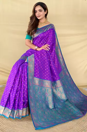 Purple art silk  woven saree