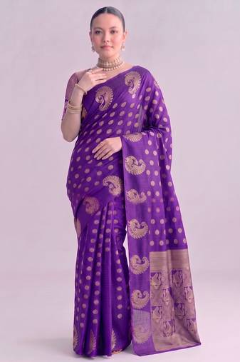 Traditional roop silk saree with detailed zari embroidery